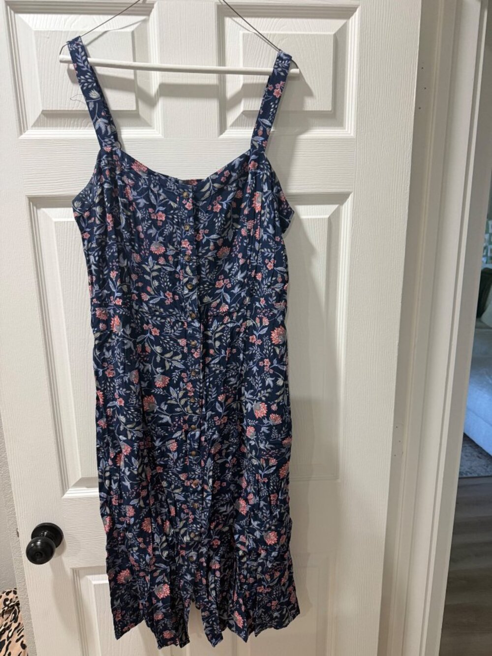 Angels XL Navy Floral dress Adjustable Straps Button Front